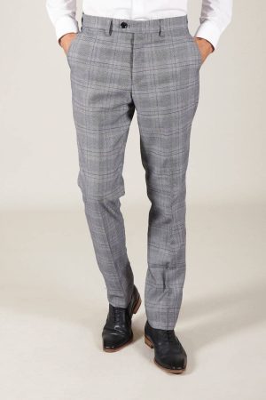 Marc Darcy Jerry Grey Check Tailored Trousers Main