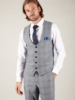 Marc Darcy Jerry Grey Check waistcoat