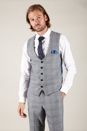 Marc Darcy Jerry Grey Check waistcoat