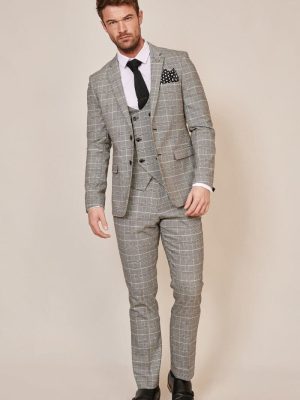 3 Piece Grey Check Suit_Marc Darcy