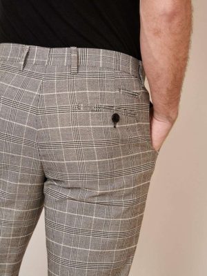 Mens grey check suit trouser