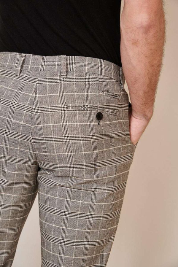 Mens grey check suit trouser