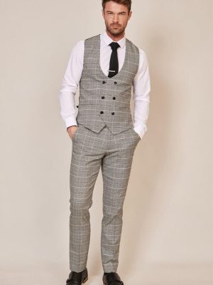 Marc Darcy Ross Grey Check Waistcoat