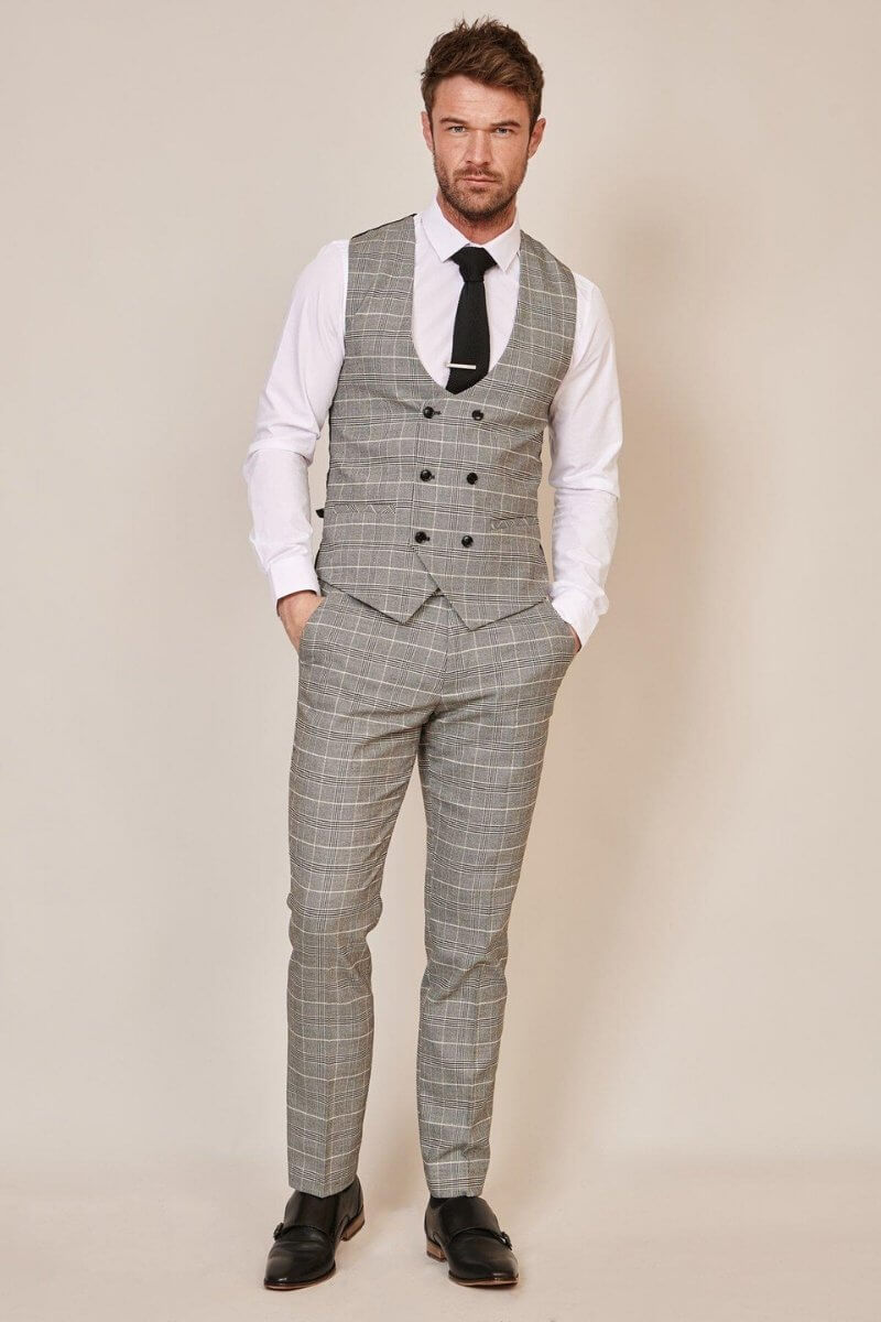 Marc Darcy Ross Grey Check Waistcoat