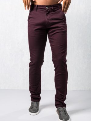 men's burgundy chinos - slim fit stretch pants