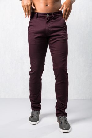 men's burgundy chinos - slim fit stretch pants