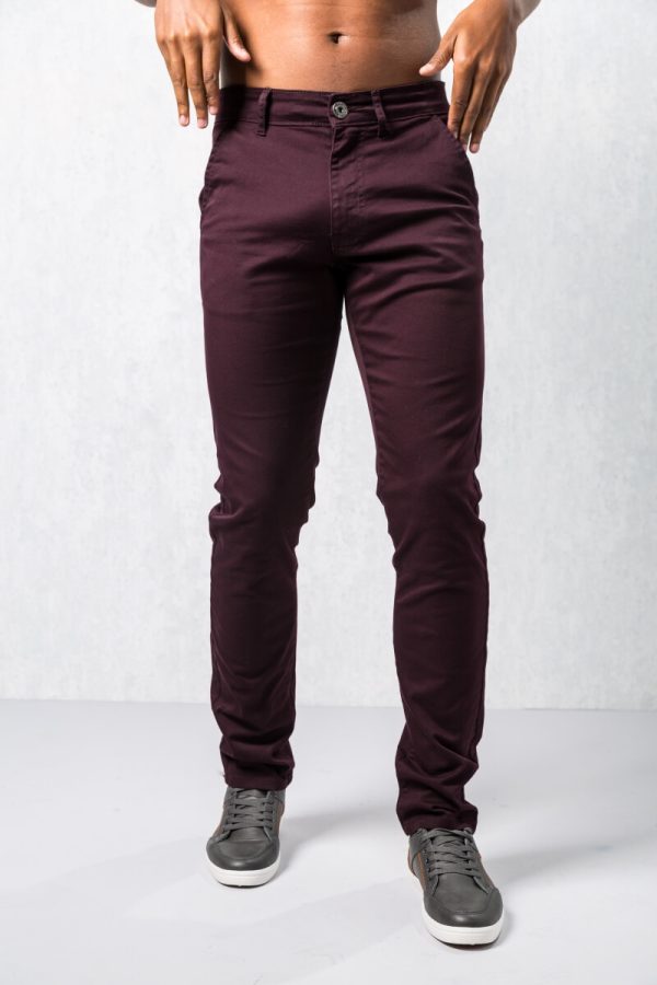 men's burgundy chinos - slim fit stretch pants