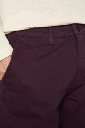 Mens wine chino pants slim fit