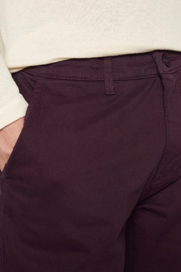 Mens wine chino pants slim fit