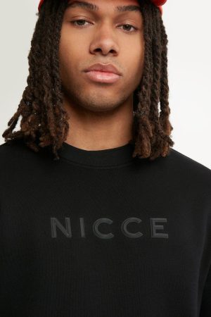 Classic black sweatshirt with embossed branding