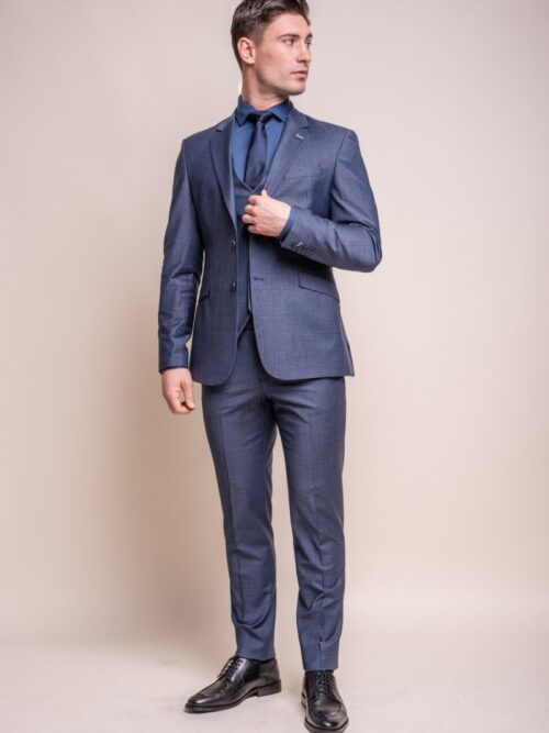 House of Cavani Bond Navy Check 3 Piece Suit