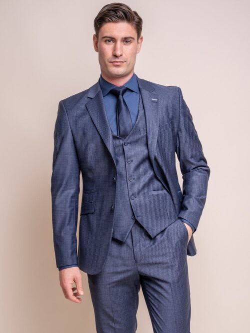 House of Cavani Bond Navy Check Suit Jacket