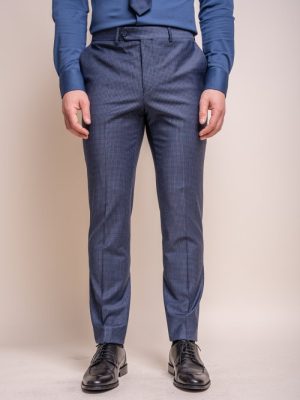 House of Cavani Bond Navy Check Suit Trousers