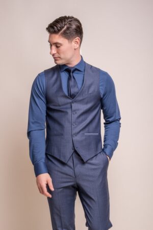 House of Cavani Bond Navy Check Waistcoat
