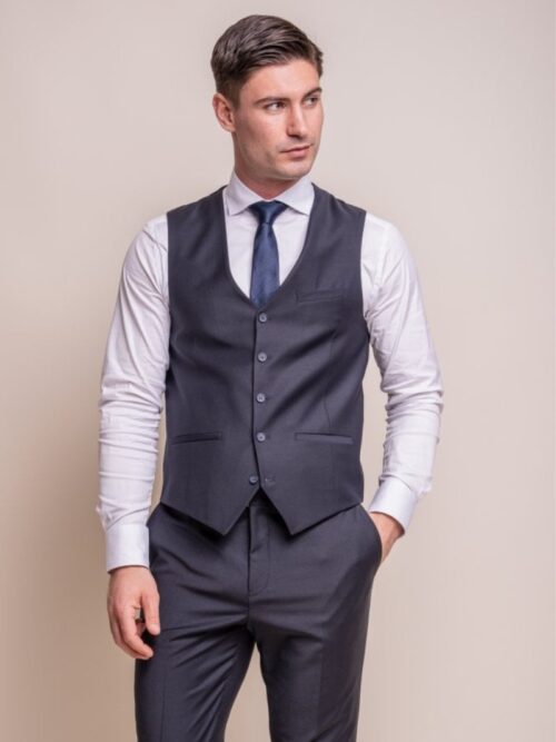 House of Cavani Bond Navy Waistcoat