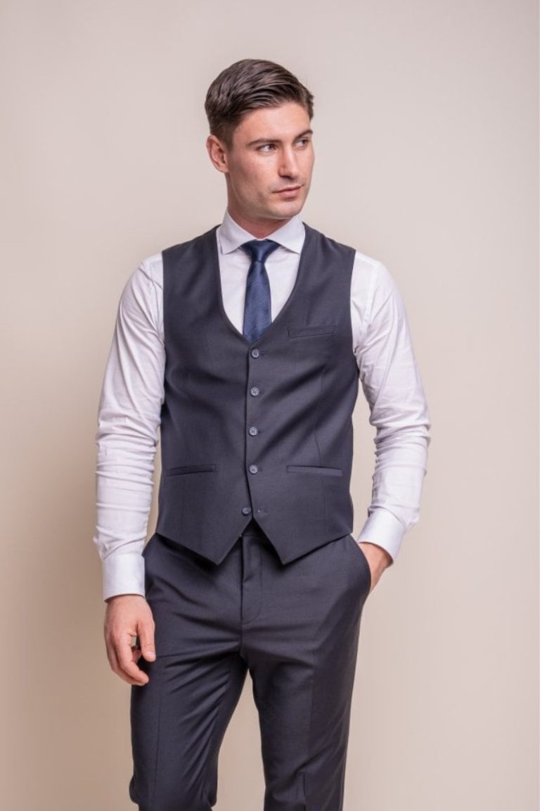 House of Cavani Bond Navy Waistcoat