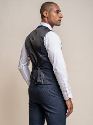 Navy tweed suit pants with waistcoat