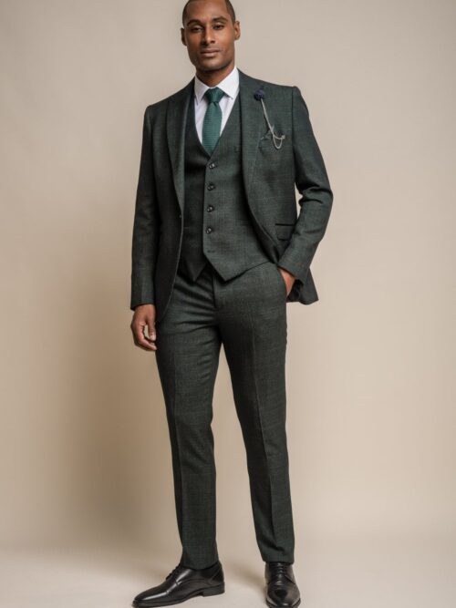 House of Cavani Caridi Olive Tweed Suit
