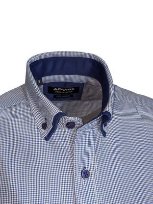 Men's Gingham Long Sleeve Shirt with Double Collar