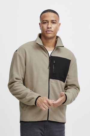 Blend He Crockery Ecru Full Zip Fleece Jacket