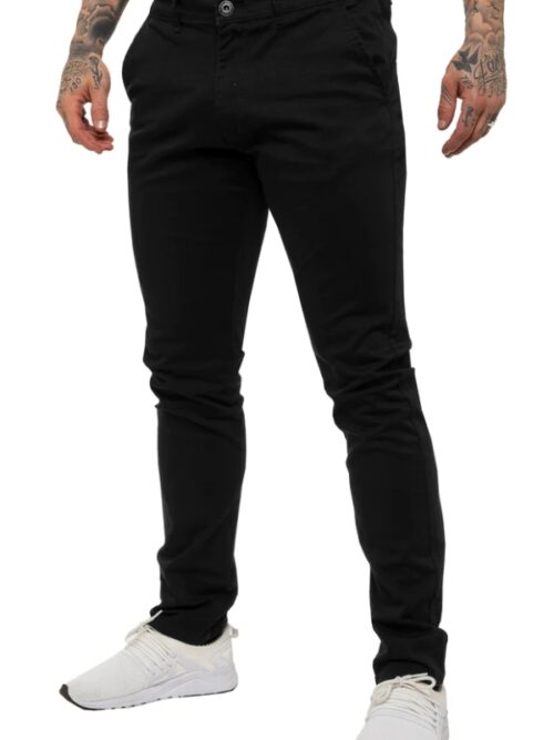 Enzo Slim Fit Stretch Black Chinos