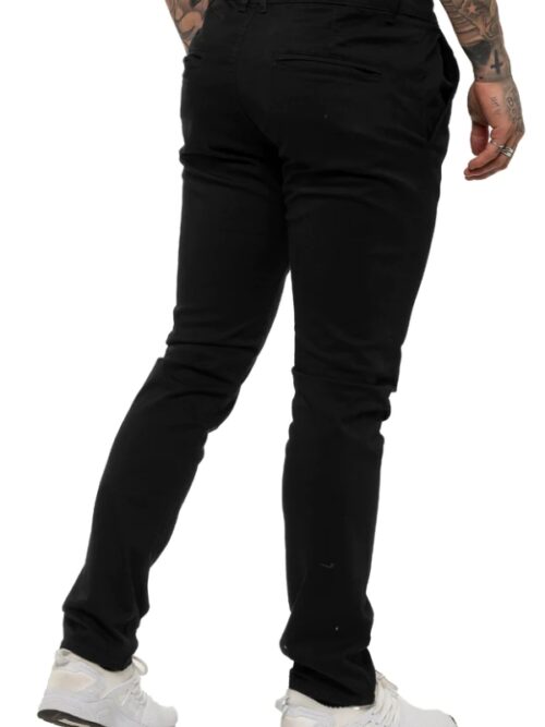 Enzo Slim Fit Stretch Black Chinos