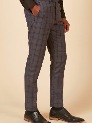 Check tailored suit trousers