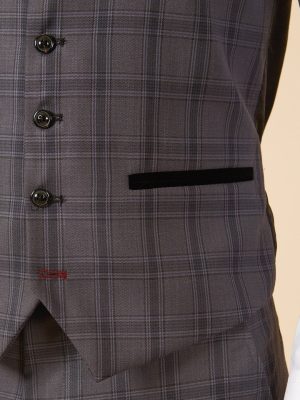 Marc Darcy Jose Grey Check Waistcoat