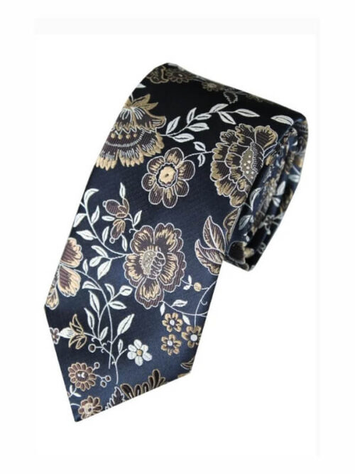 Lloyd Aitree Smith Floral Tie - L.A. Smith Floral Tie Beige/Navy