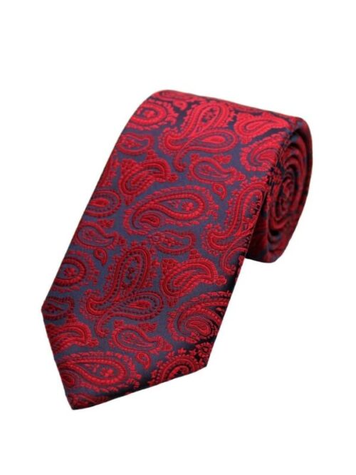 LA Smith Paisley Tie Red/Navy