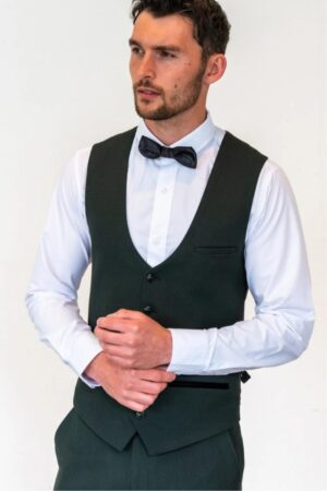 Marc Darcy Bromley Olive Green Check Waistcoat