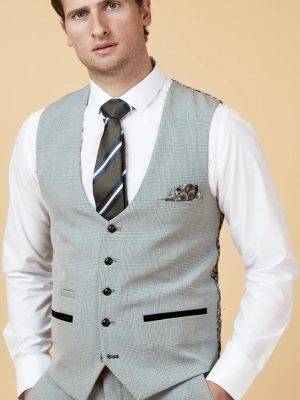 Marc Darcy Bromley Silver Grey Check Waistcoat