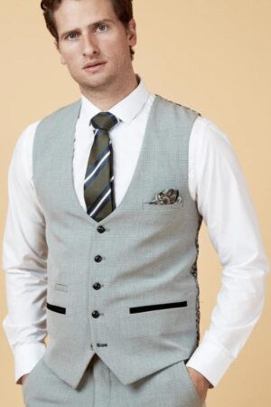 Marc Darcy Bromley Silver Grey Check Waistcoat