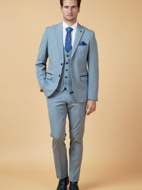 Marc Darcy Bromley Sky Blue Check 3 Piece Suit