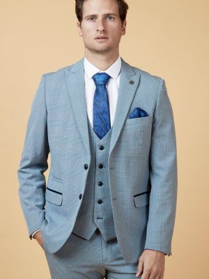 Marc Darcy Bromley Sky Blue Check Blazer