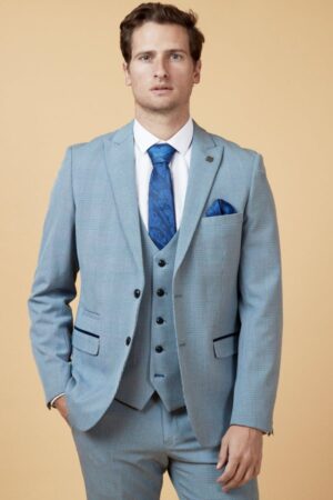 Marc Darcy Bromley Sky Blue Check Blazer