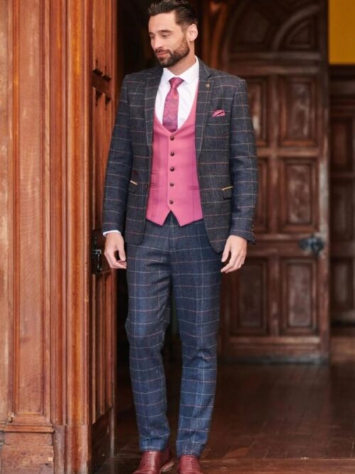 Marc Darcy Eton 3 Piece Suit with Kelvin Pink Waistcoat - Mix and Match
