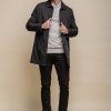 Long coat with chinos and knit