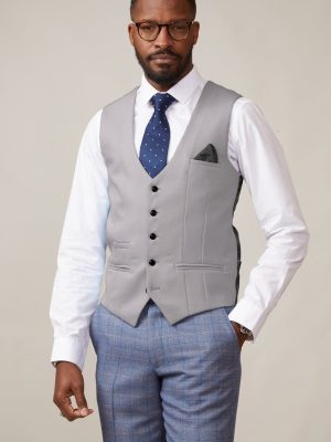 Marc Darcy Single Breasted Kelvin Silver Waistcoat