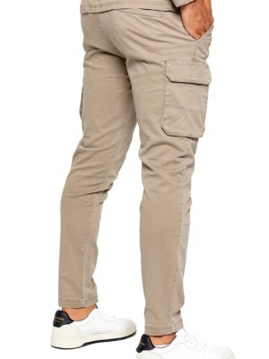 Beige stretch fit men's cargo pants