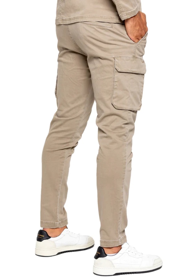 Beige stretch fit men's cargo pants