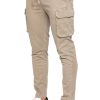 Men's Slim Stretch Beige Cargo Pants