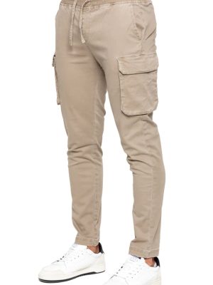 Men's Slim Stretch Beige Cargo Pants