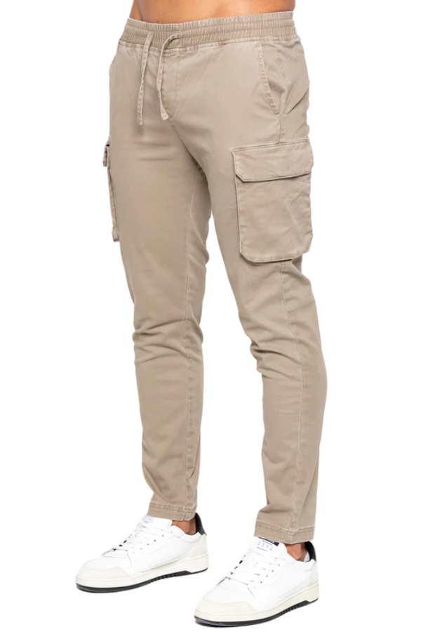 Men's Slim Stretch Beige Cargo Pants