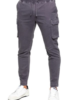 Men's Slim Stretch Grey Cargo Pants