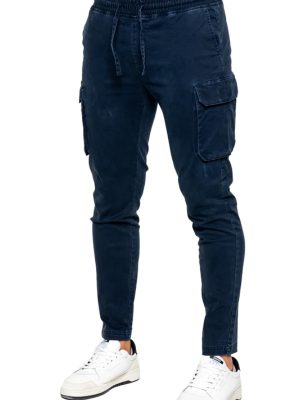 Men's Slim Stretch Navy Cargo Pants