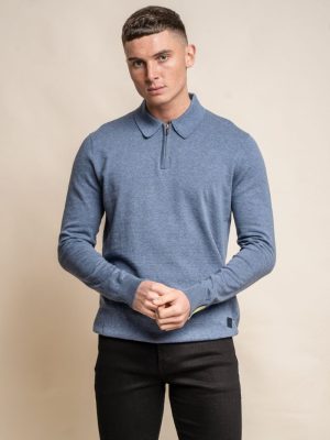 House of Cavani Falcao Blue Quarter Zip Jumper