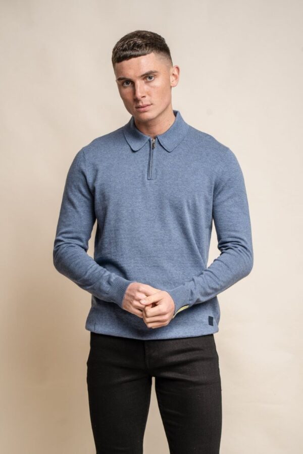 House of Cavani Falcao Blue Quarter Zip Jumper