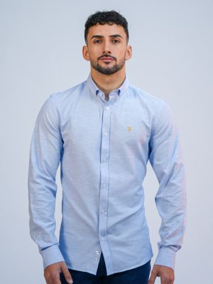 Tom Penn Sky Blue Long Sleeve Oxford Shirt