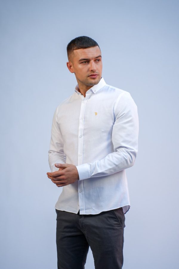 Button down collar slim fit white shirt